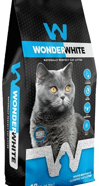 Наполнитель для кошачьего туалета Wonder White Unscented Natural комкующийся без ароматизатора 15.3кг