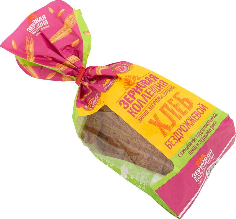 

Хлеб бездрожжевой Зерновая коллекция с семенами подсолнечника, льна и зёрнами ржи 250 г