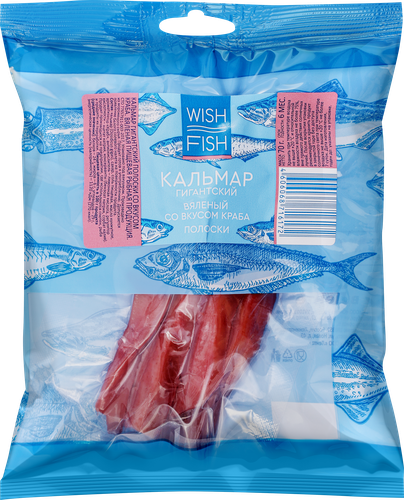 

Кальмар Wish Fish сушеный полоски краб 70 г