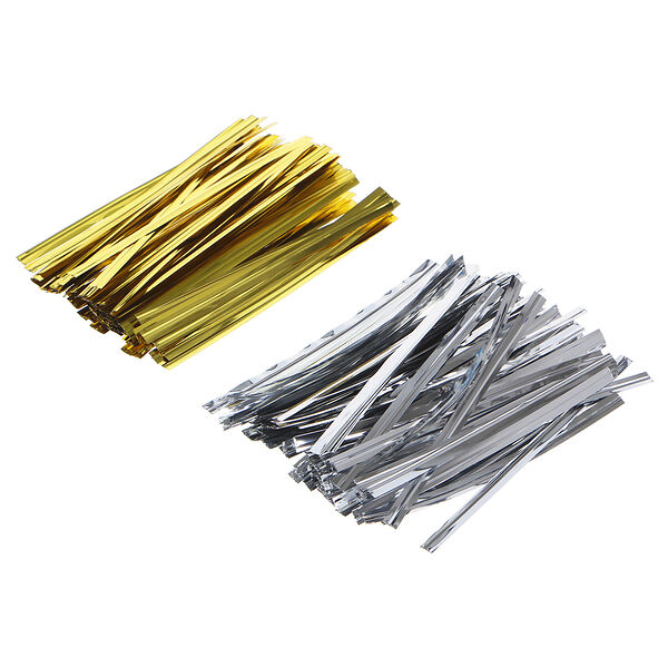 Зажим для пакета, фольга, металл, 100 шт 8 см