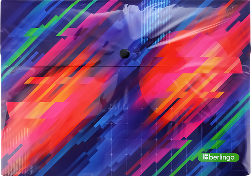 Папка-конверт Berlingo Glitch, на кнопке, с рисунком
