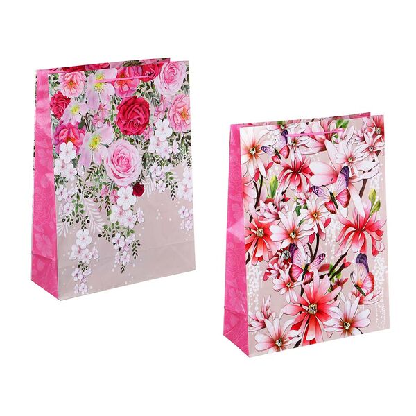 Ladecor пакет подарочный, бумажный, 31x42x12 см, 2 дизайна, цветы
