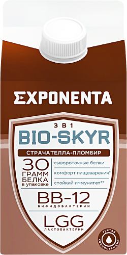 Напиток кисломолочный Exponenta Bio-Skyr страчателла-пломбир обезжиренный с высоким содержанием белка 500 г