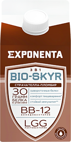 

Напиток кисломолочный Exponenta Bio-Skyr страчателла-пломбир обезжиренный с высоким содержанием белка 500 г