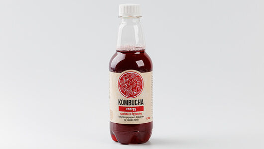 Напиток на чайном грибе с соком ягод клюквы, брусники и мяты, 350 мл