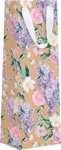 

Пакет подарочный под бутылку Sentimen Крафт, 12x38x10см, с блестками