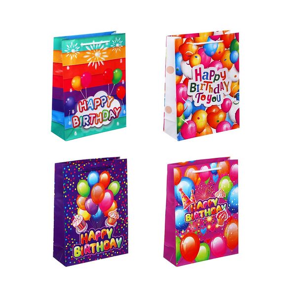 Ladecor пакет подарочный бумажный, 18x24x7 см, с днем рождения, арт 1, в ассортименте