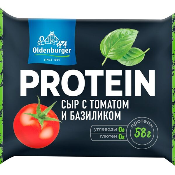 Сыр OLDENBURGER протеиновый с томатом и базиликом 30% кусок без змж, Россия, 200 г