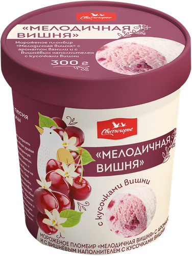 

Мороженое пломбир Свитлогорье Мелодичная вишня 300 г