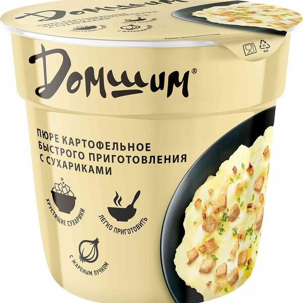 Пюре Домшим картофельное со вкусом курицы и сухариками быстрого приготовления