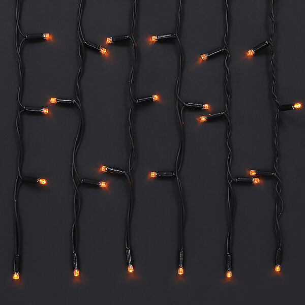 Гирлянда уличная бахрома 3x0.6х0.4 м by, 100 led ламп, постоянное желтое свечение, пвх черный, коннектор,  220в, ip65