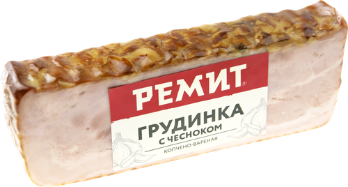 

Грудинка копчено-вареная Ремит с чесноком 300 г
