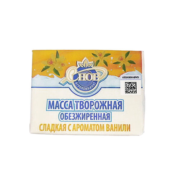 Масса творожная обезжиренная сладкая с ароматом ванили 250г Снов