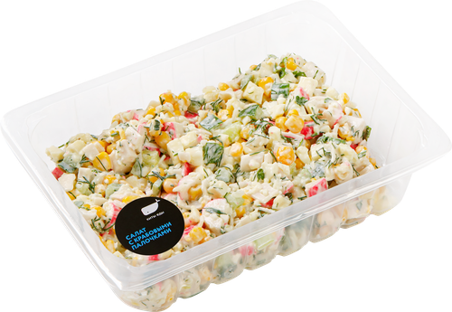 

Салат КИТЫ ЕДЫ с крабовыми палочками мгс малый вес до 200г