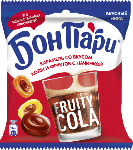 

Карамель Бон Пари со вкусом колы и фруктов с начинкой 200 г