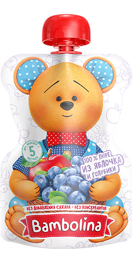 Пюре фруктовое Bambolina яблоко голубика 100г пауч ДП