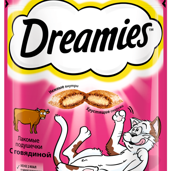 Лакомство для кошек Dreamies подушечки с говядиной, 30г