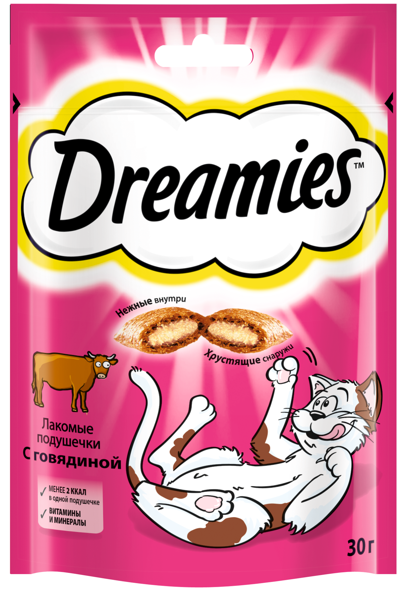 

Лакомство для кошек Dreamies подушечки с говядиной