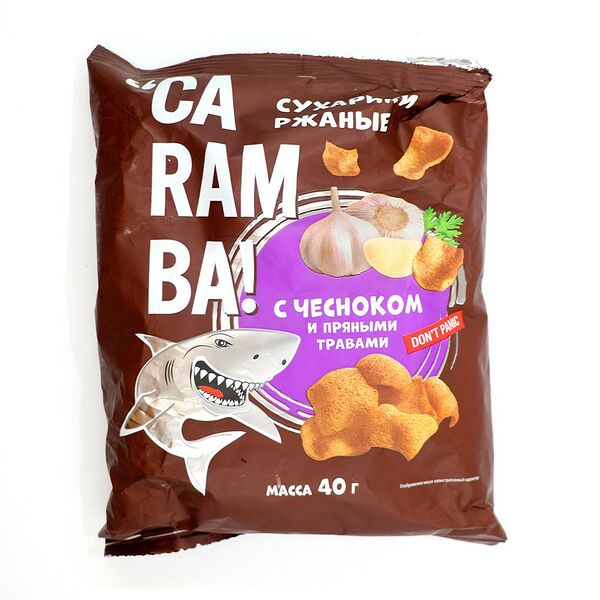Сухарики ржаные Caramba с чесноком и пряными травами 40г