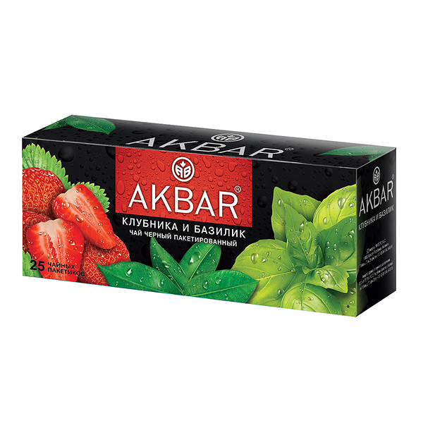 Чай черный Akbar Клубника базилик в пакетиках 25x1.5 г