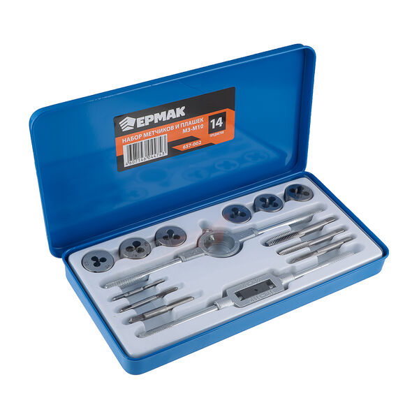 Ермак набор метчиков и плашек 14пр. м3-м10