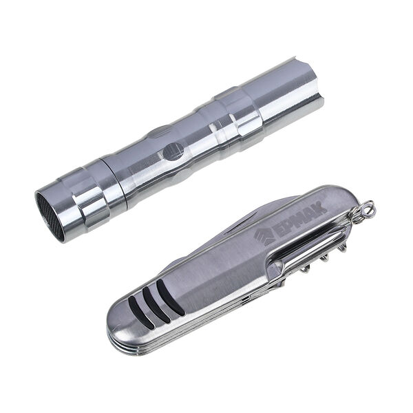 Ермак набор туристический, многофункциональный, 7 функций + фонарик, нерж. сталь