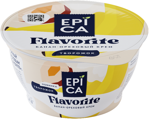 Десерт творожный Epica Flavorite Банан-Ореховый крем 7.6%, 130г