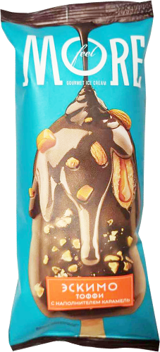 Мороженое Feel More эскимо Тоффи с наполнителем карамель пломбир в шоколадной глазури