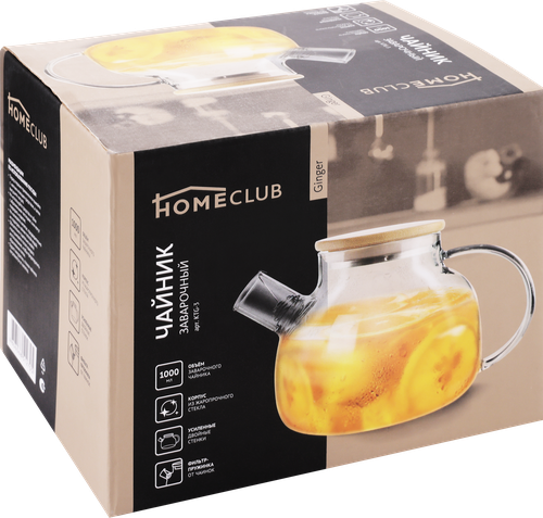 

Чайник заварочный Homeclub Ginger с крышкой стекло бамбук 1 л