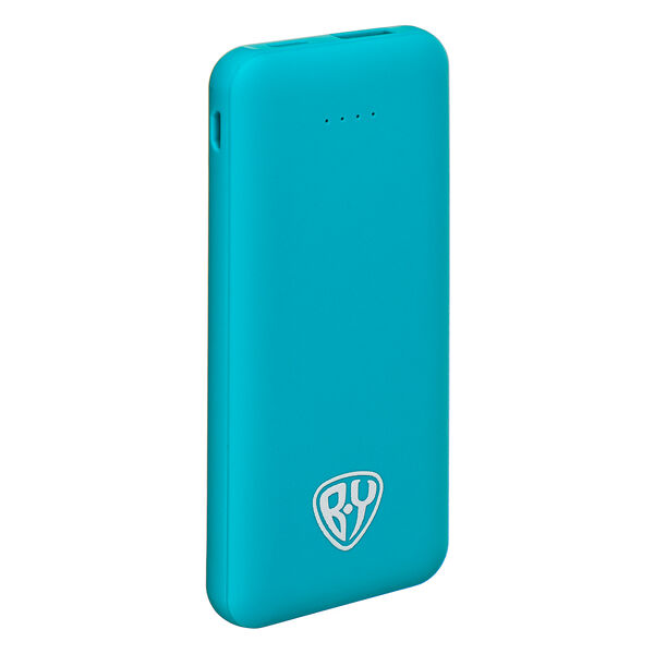 By аккумулятор мобильный, 5000 мач, usb, 2а, прорезиненное покрытие, бирюзовый