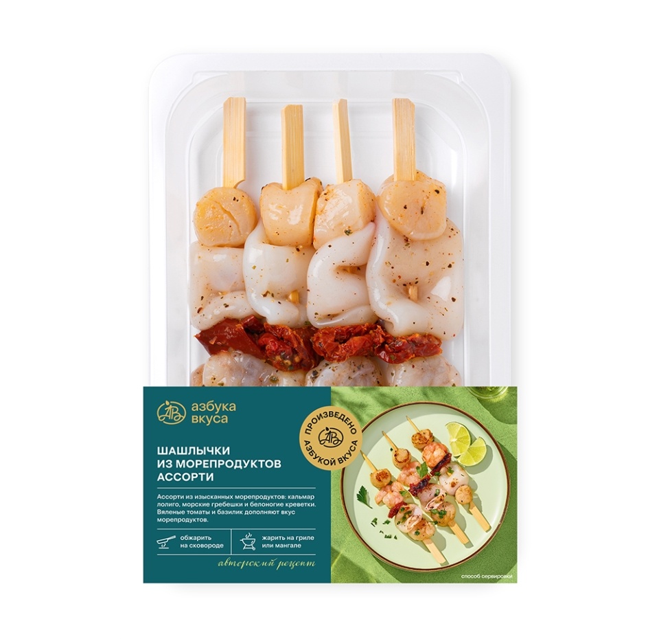 

Шашлычки из морепродуктов ассорти Азбука вкуса 190г