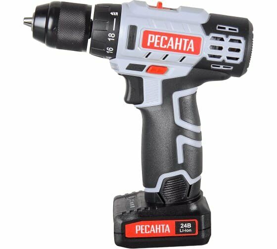 Шуруповерт - дрель аккумуляторная Ресанта ДА-24-2ЛК с мощностью 24 Вт
