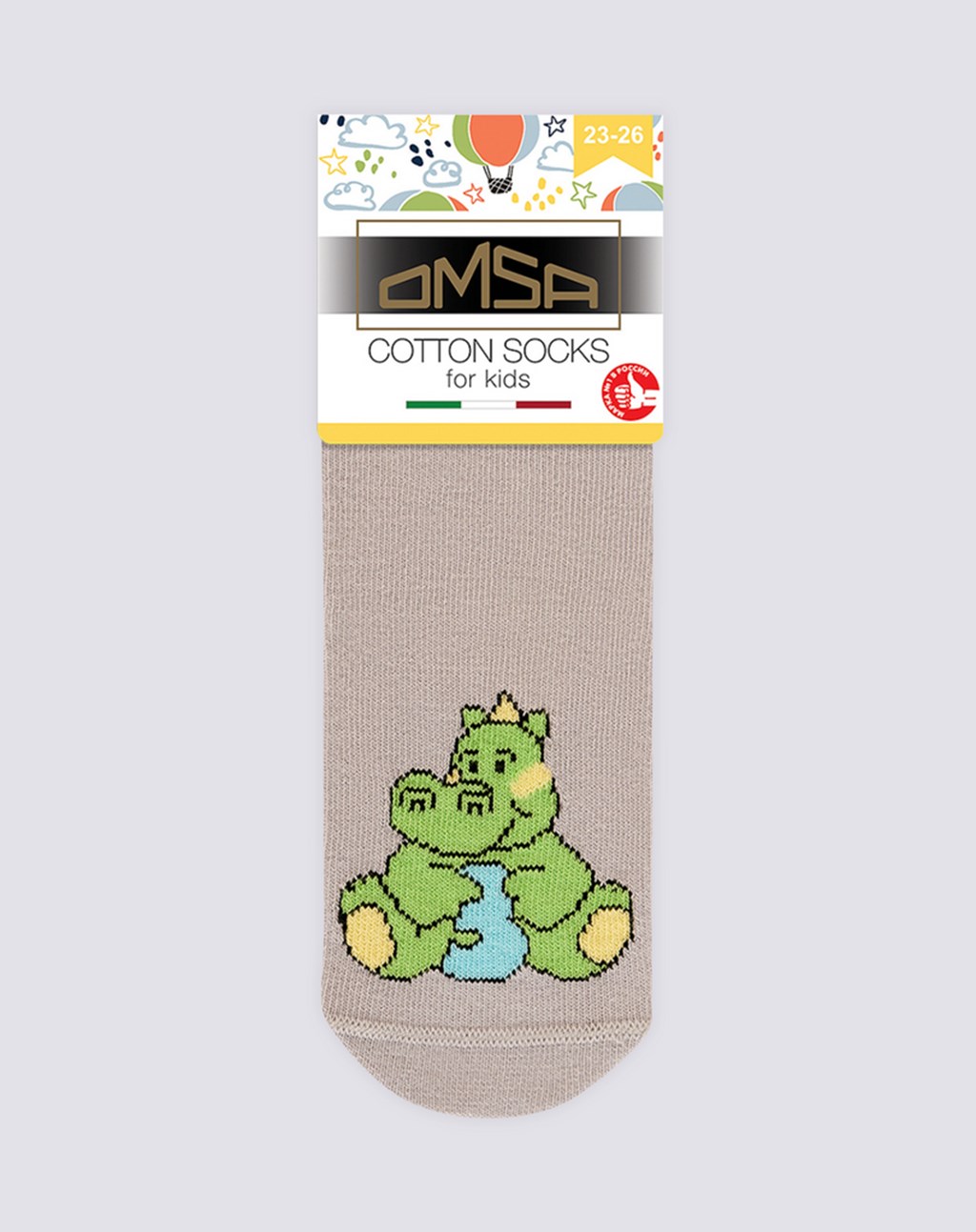 

Носки детские Omsa Kids Calzino, с дизайном цифры, grigio chiaro