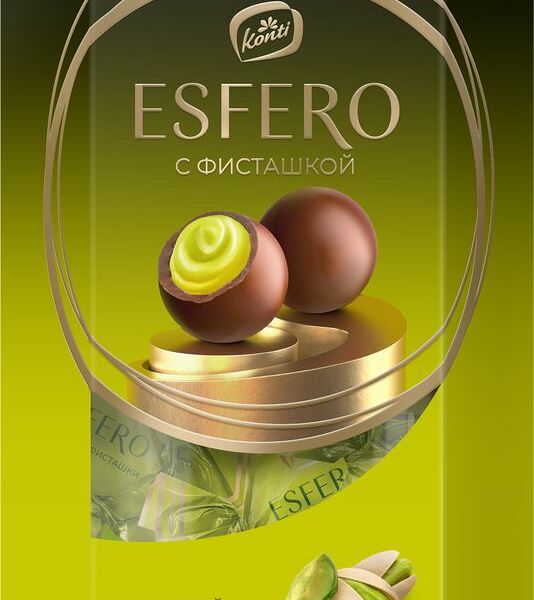Конфеты Konti Esfero из молочного шоколада со вкусом фисташки 186г