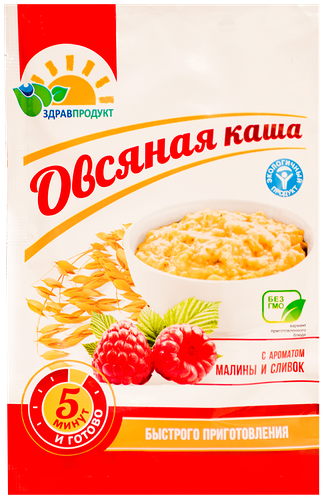 Каша овсяная ЗДРАВПРОДУКТ Малина со сливками, 30г