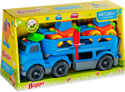 Набор игровой BIGGA Автовоз с 2 машинками, строительная техника, со 
световыми и звуковыми эффектами, Арт. CB804979