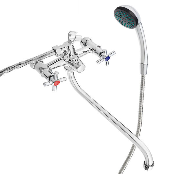 Союзкран смеситель для ванны с душем, круглый излив 30см, кер. кран-буксы 1/2, хром, цинк, sk08-s217