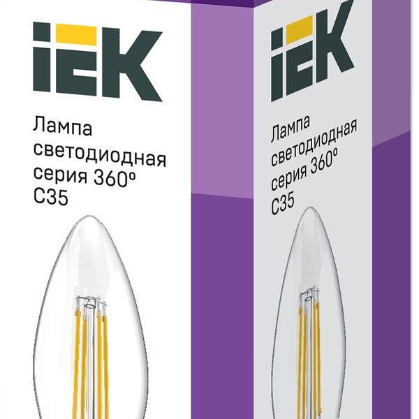 Лампа IEK LED свеча 5Вт, 230В, 3000К, цоколь Е27 360, Арт. LLF-C35-5-230-30-E27-CL