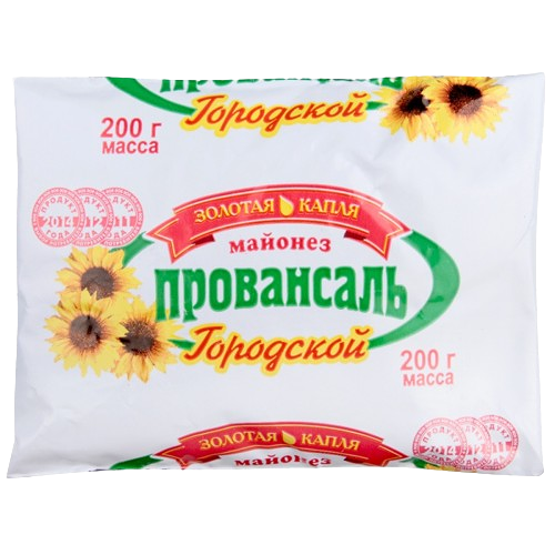 Майонез ГОРОДСКОЙ жир. 50% пакет 200г Золотая капля