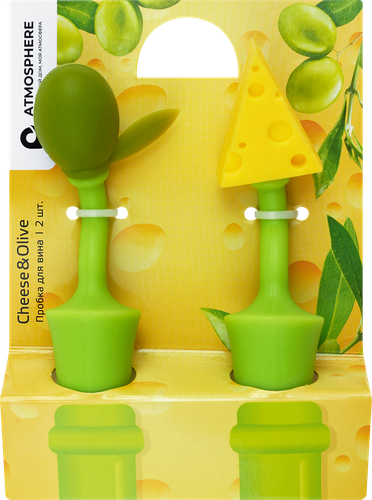 

Пробка для вина Atmosphere Cheese&Olive, силиконовая, 2 шт/уп