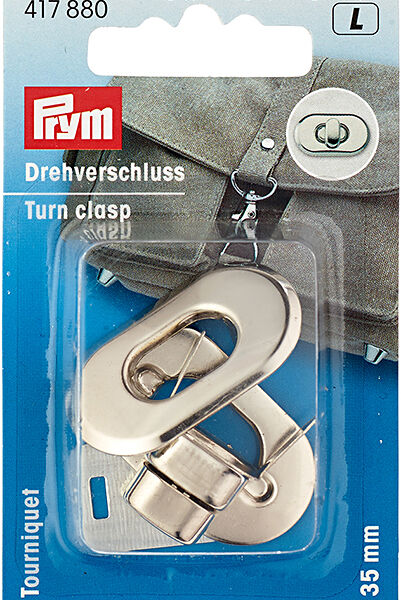 Поворотный замок для сумок Prym 417880, 3.5х2 см, цвет серебристый