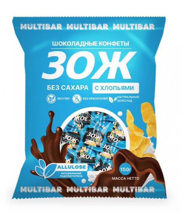 

Конфеты шоколадные Multibar ЗОЖ с воздушными хлопьями, без сахара 150 г