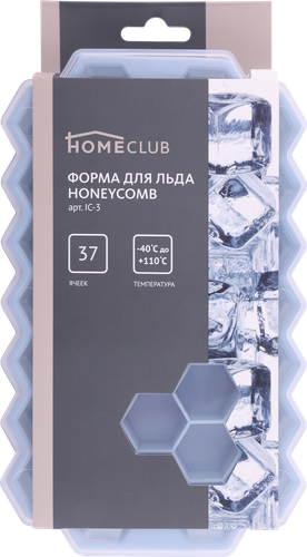 

Форма для льда HOMECLUB Honeycomb 20,7x12x3см, силикон, Арт. IC-3