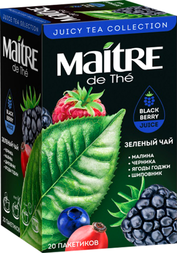 Чай зеленый Maitre de The малина черника ягоды годжи шиповник 20 шт. х 2 г