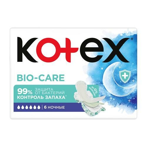 Прокладки Kotex Bio-Care ночные 6 шт.