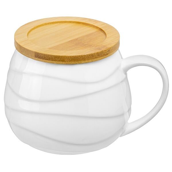 Кружка Айсберг Волны с крышкой, фарфор, 400 мл