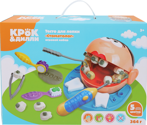 Тесто для лепки КРОК&ДИЛЛИ Стоматолог, с аксессуарами, 12 предметов