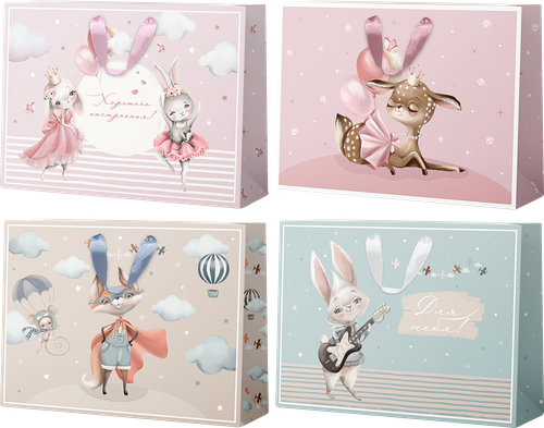 Пакет подарочный Kids 40,5х30х15см, в ассортименте 