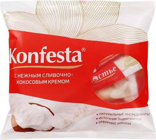 Конфеты Konfesta с кокосовой начинкой, глазированные 180 г