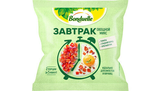 Овощи замороженные Bonduelle Завтрак с томатами, смесь для омлета и яичницы, 200 г
